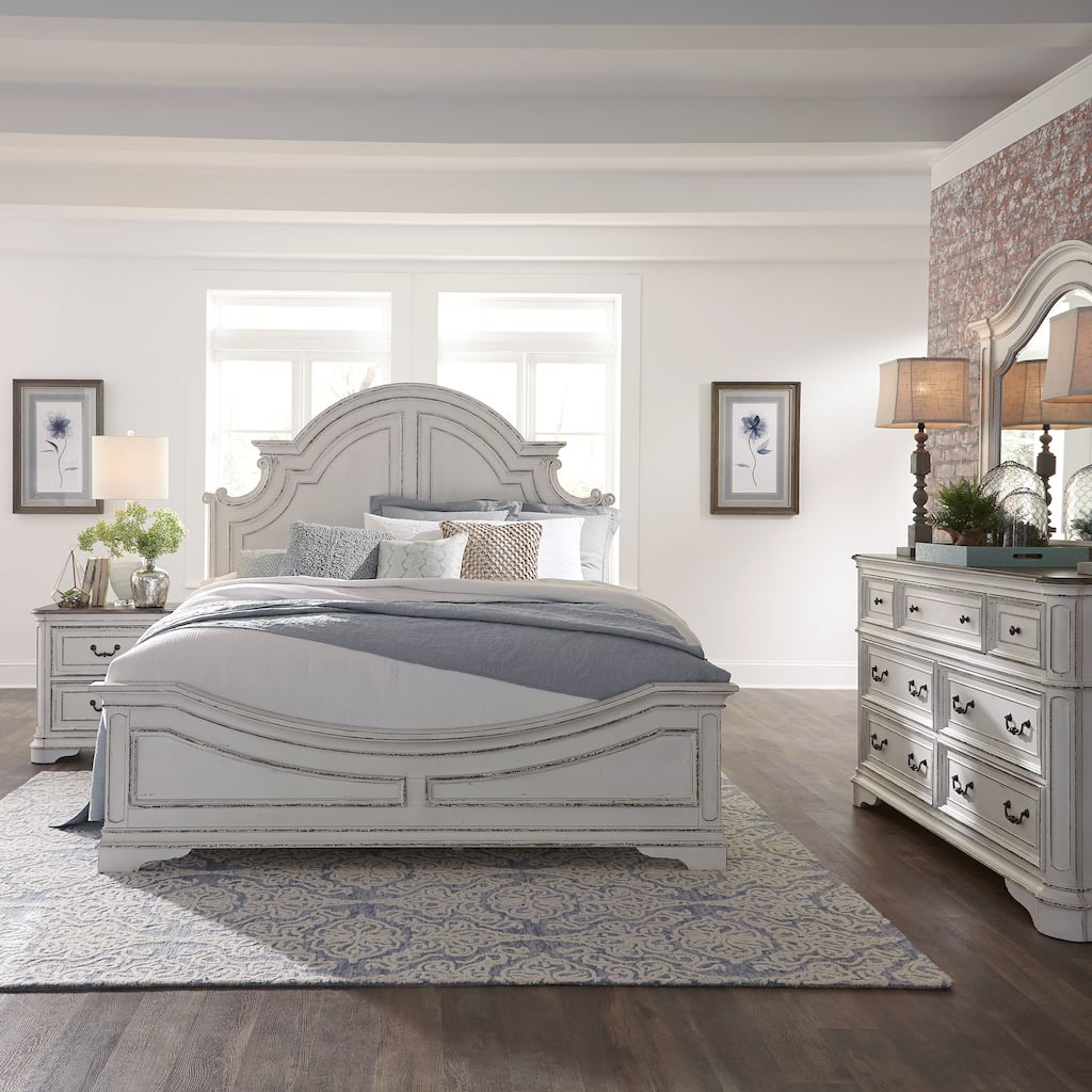 Magnolia Manor Panel Bed, Dresser and Mirror, and Nightstand Set
