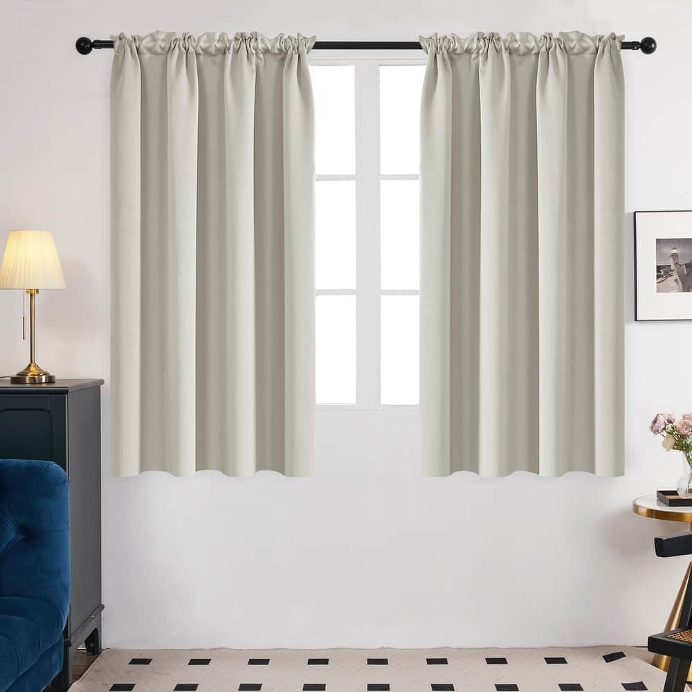 Deconovo Solid Rod Pocket Curtain Panel Pair, Set of 4 Panels