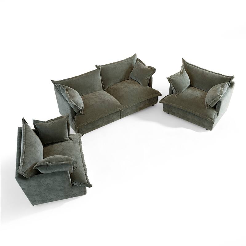 Comfy Cloud Oversized Chenille Modular Sectional Sofa Armchair Set