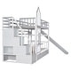 preview thumbnail 29 of 43, Bunk Bed with 2 Drawers & 3 Shelves, Castle Style Bedframe with Slide for Kids Boys/Girls/Teens