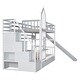 preview thumbnail 15 of 32, Castle Style Bunk Bed with 2 Drawers 3 Shelves and Slide