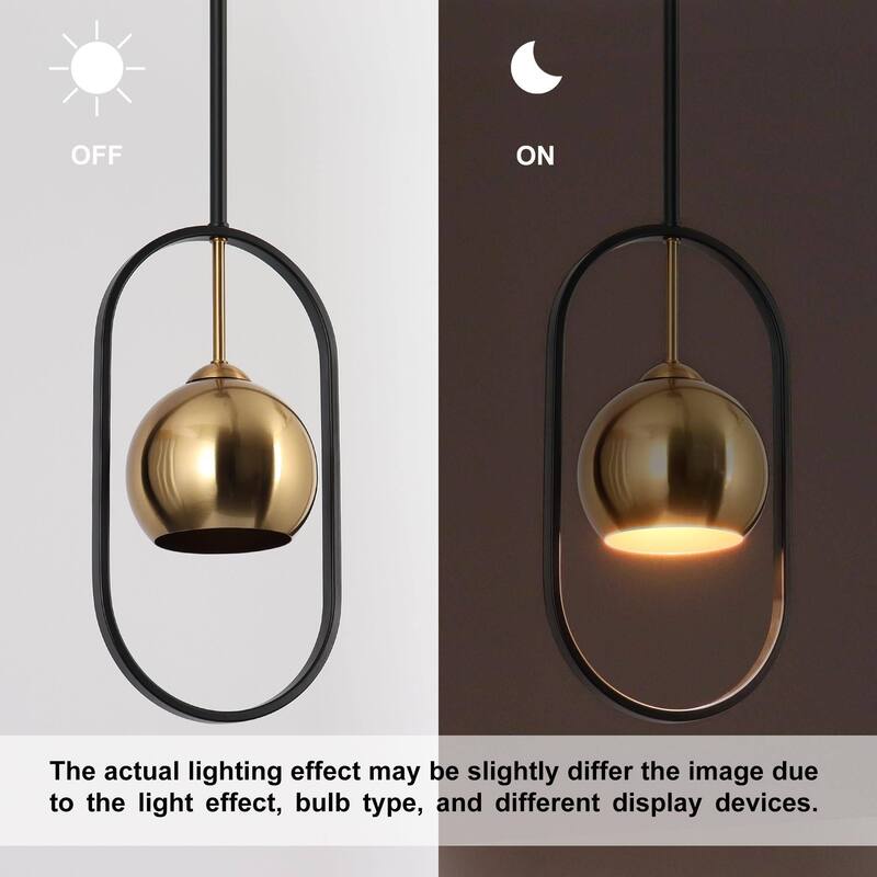 Marden Modern Black Gold 1-Light Metal Kitchen Island Pendant Lights for Dining Room