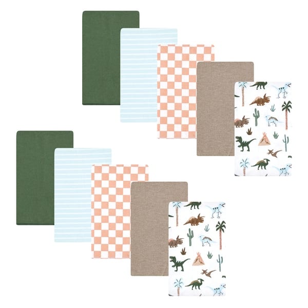 slide 1 of 1, Hudson Baby Boys Cotton Flannel Burp Cloths 10-Pack, Retro Dinosaur, One Size - Retro Dinosaur 10 Pack - One Size One Size - Retro Dinosaur 10 Pack