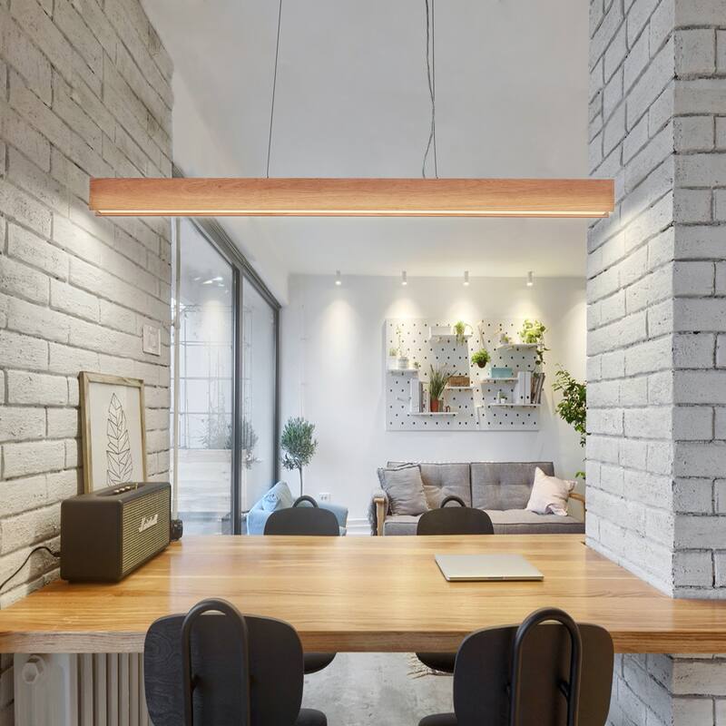 LED 48 inch wood paint linear chandelier