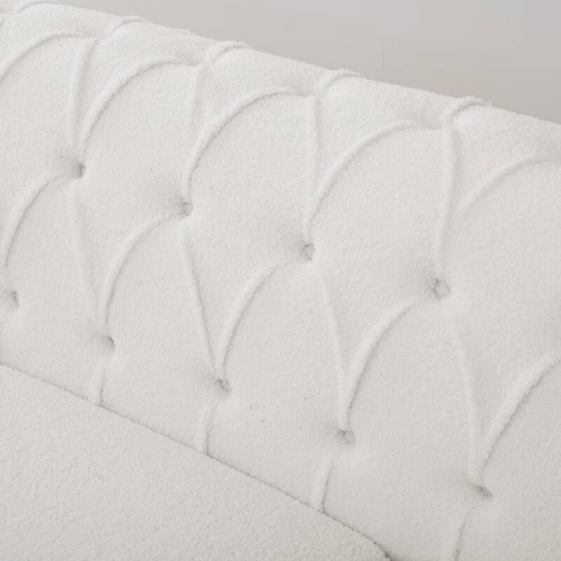 Modern Teddy Velvet Sofa with Birch Legs and Quilted Backrest, 660 lbs Capacity