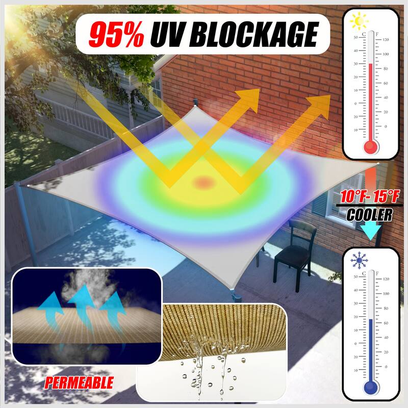 ColourTreeUSA Right Triangle Sun Shade Sail HDPE with Winch Hardware Installation Kit