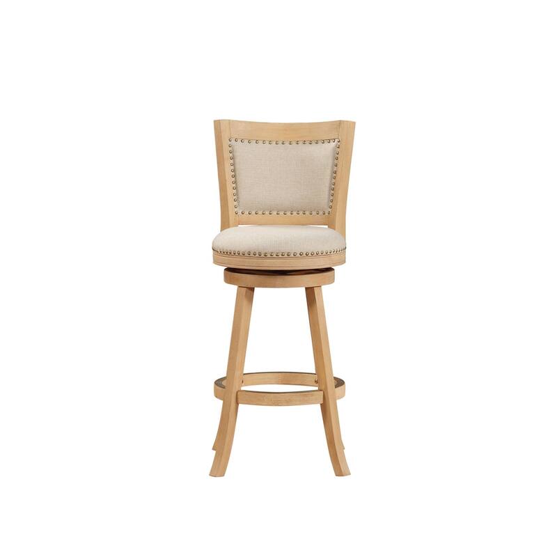 Melrose Wood Upholstered Swivel Counter Barstool