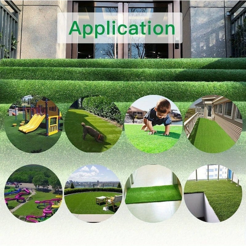 3ft x 16ft Premium Artificial Turf Mat with Drainage Holes, Thick Fake Grass with Rubber Backing(Grass height 0.6 inches/1.5cm)
