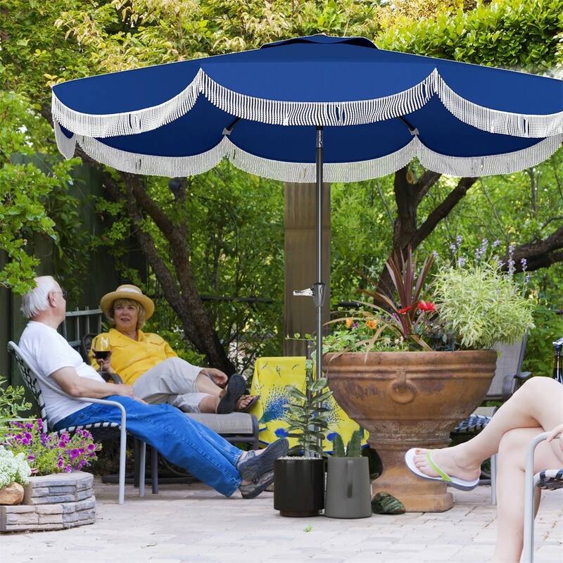 8.8 ft Patio Umbrella UPF 30+ Shade with Easy Crank Operation for Table or Standalone Use - 8.8'Dia x 7.8' H