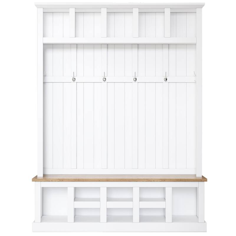 78''H Modern Hall Tree with Wide Storage Seating Bench