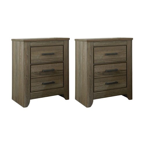 Ashley B248-92 Warm Gray Zelen Two Drawer Night Stand w/ Vintage Finish (2 Pack)