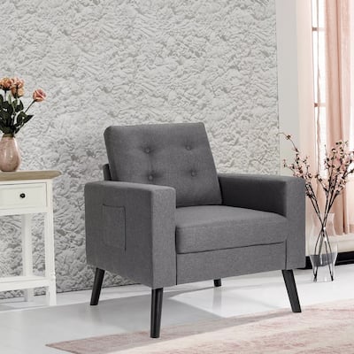 Modern Accent Armchair Upholstered Chair with Rubber Wood Legs Grey - 32" x 34"