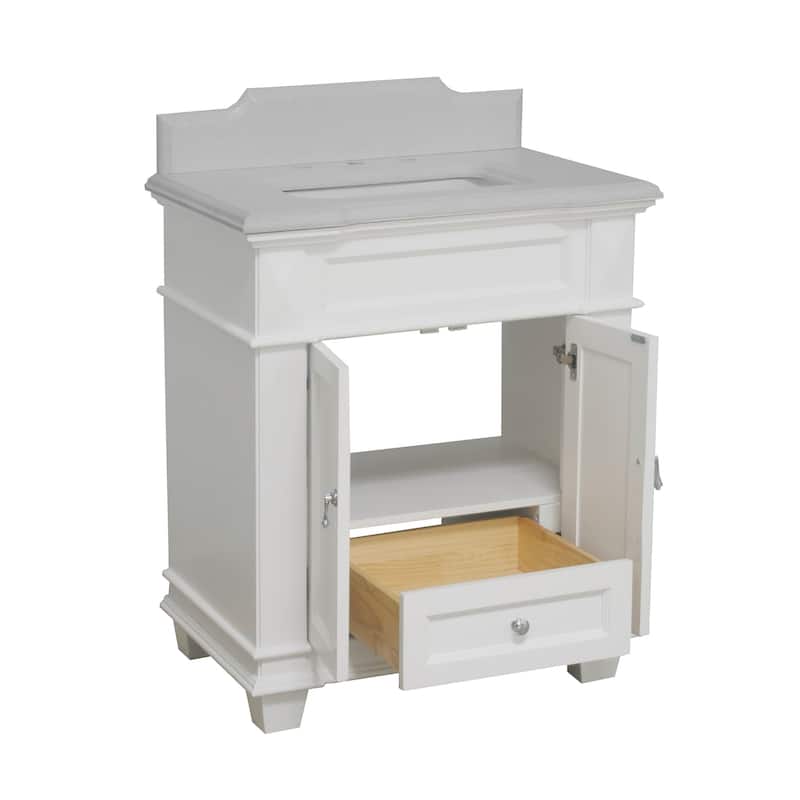 KitchenBathCollection Elizabeth 30" Bathroom Vanity with Quartz Top