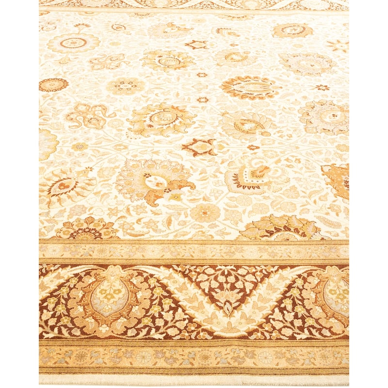 Overton Handknotted Wool Traditional Oriental Ivory Area Rug - 10' x 14'