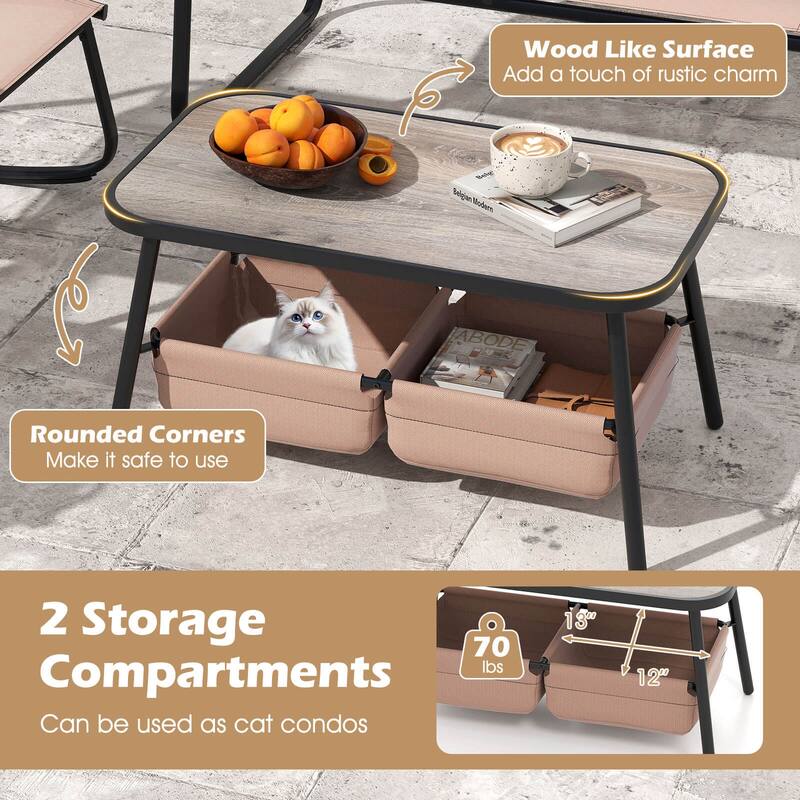 Costway 8 PCS Patio Furniture Set with 4 Rocking Bistro Chairs 2-Tier - See Details