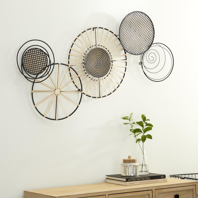 Metal Plate Handmade Home Wall Decor with Textured Pattern - Black - Roche River Decor