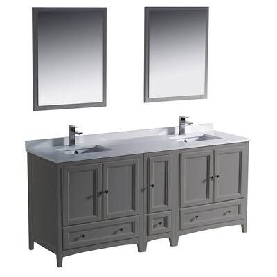 Fresca Oxford 72" Gray Traditional Double Sink Bathroom Vanity