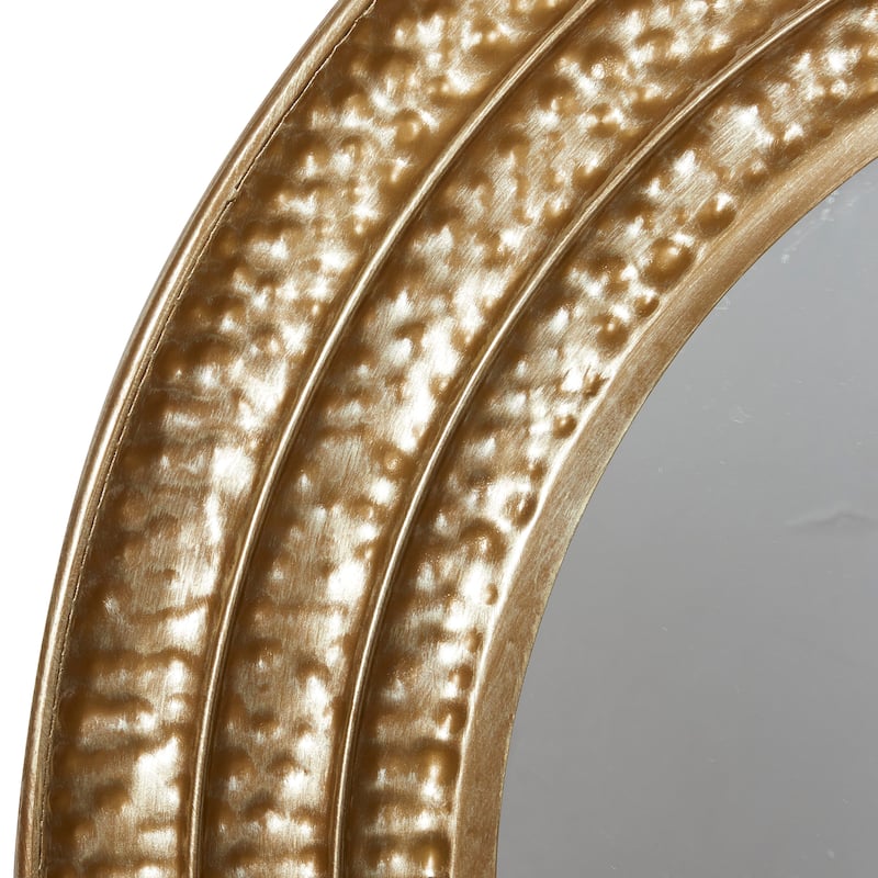 Metal Textured Wall Mirror with Grooves - Gold - Roche River Decor - 1"W x 39"L x 39"H