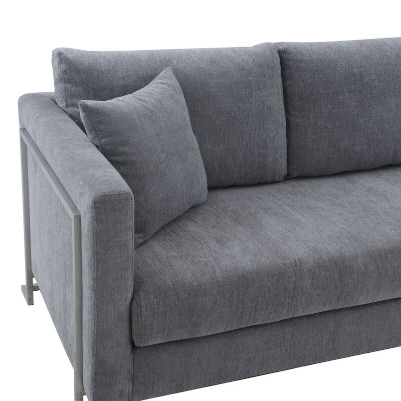 Heritage Fabric Sofa with Brushed Stainless Steel Legs