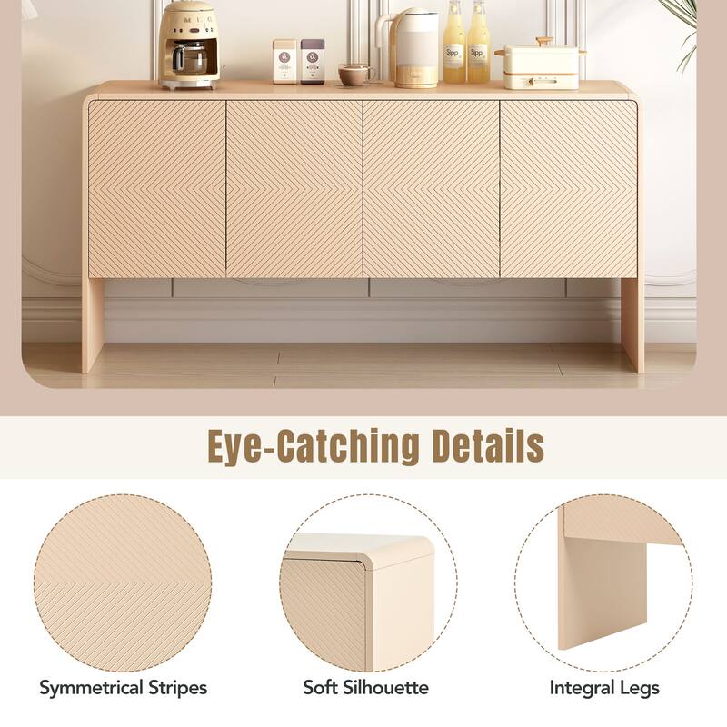 Modern 4-Door Sideboard Buffet with Adjustable Shelves & Rebound Mechanism for Living Room Storage