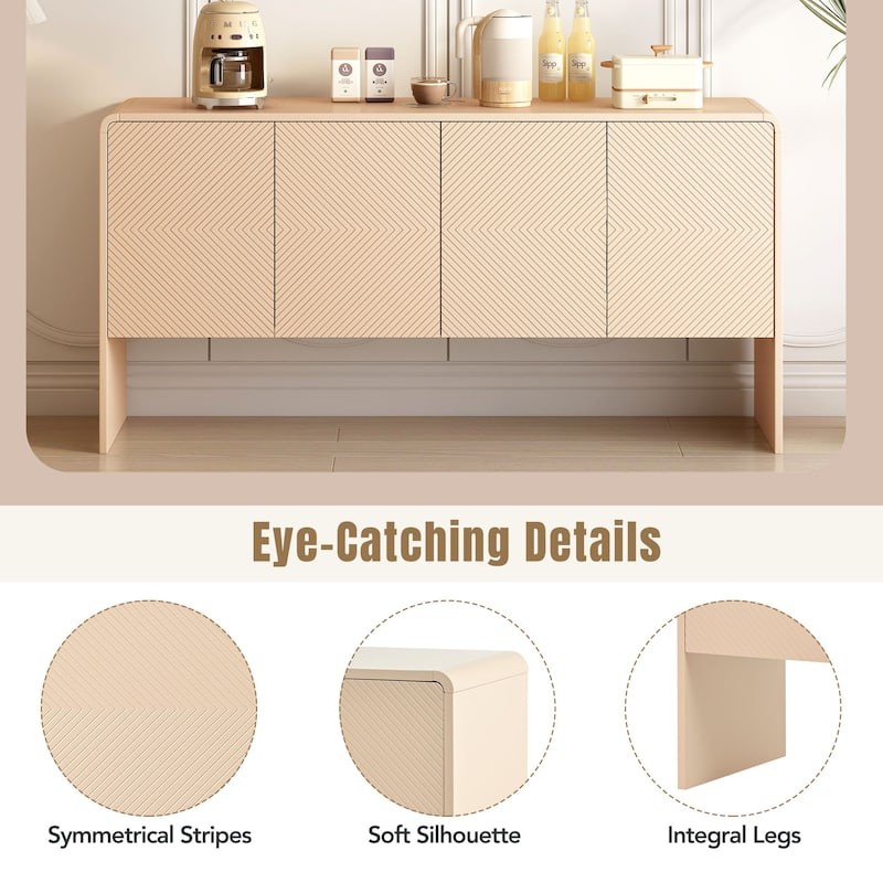 Modern 4-Door Sideboard with 1 Adjustable Shelf for Living Room and Entryway