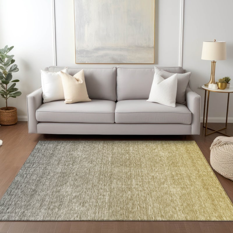 Machine Washable Indoor/ Outdoor Chantille Solid Ombre Rug