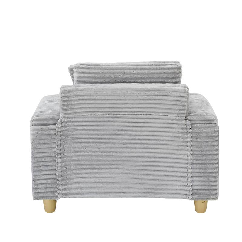Corduroy Accent Chair & Storage Ottoman Set of 2, Single Sofa Armchair Lounge Chair with Pillows & Cup Holders