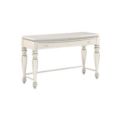 Writing Desk with 1 Drawer and Faux Diamond Inlay, Silver