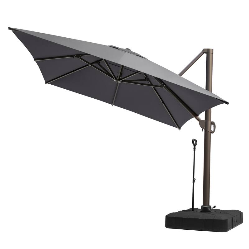 10 X 13FT Outdoor Patio Cantilever Umbrella with Rod Base