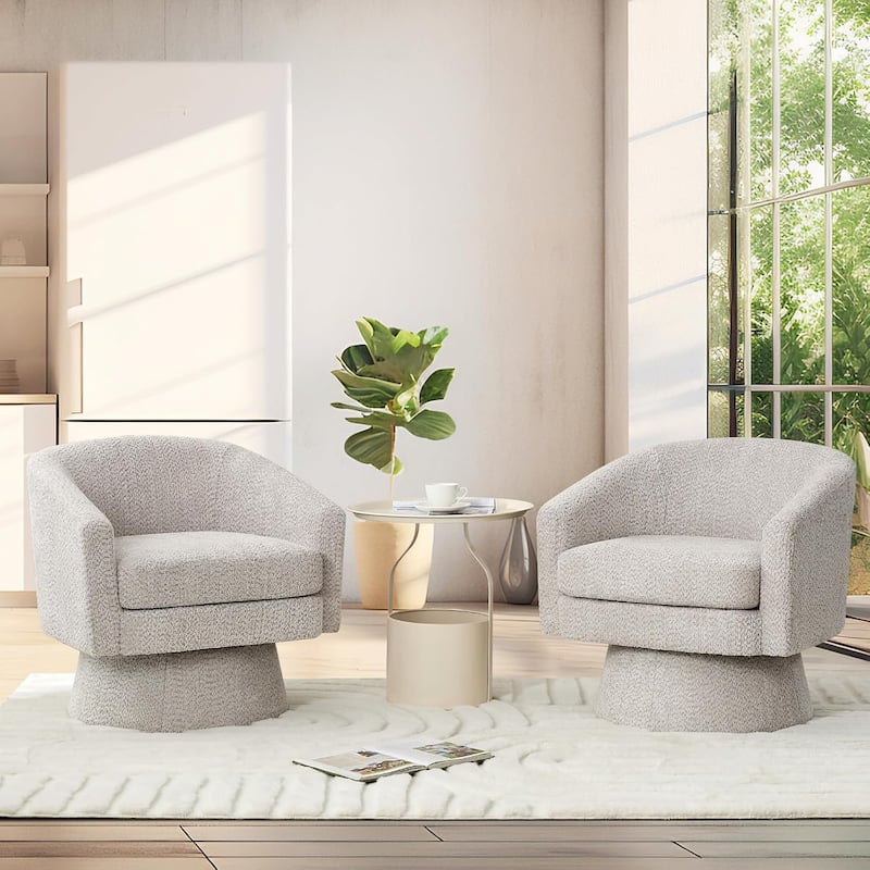 360° Swivel Accent Chair with Arms, Cozy Round Chenille Fabric
