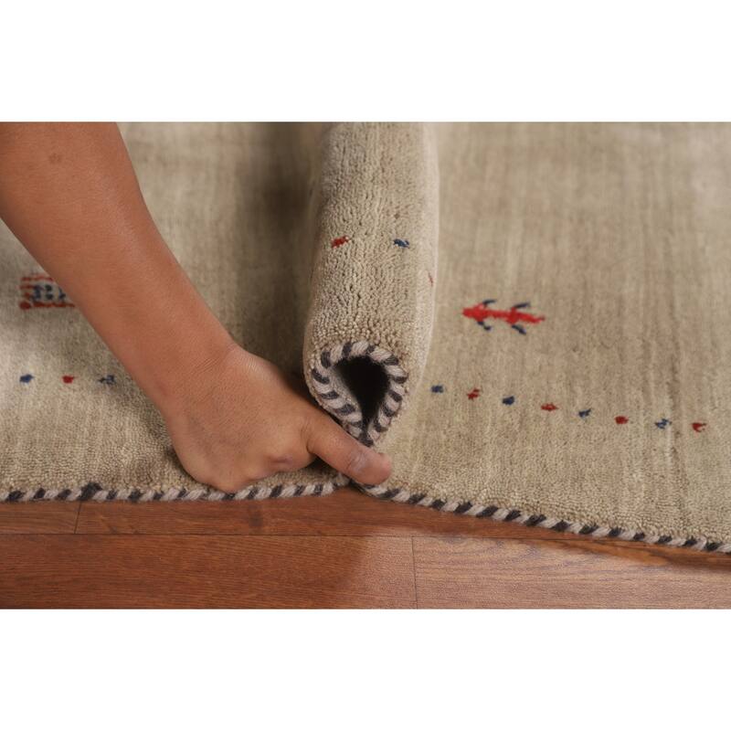 Little Animals Tribal Gabbeh Indian Foyer Rug Hand-Knotted Wool Carpet - 3'11"x 5'10"