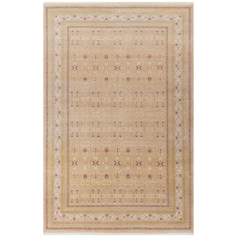 SAFAVIEH Hand-Knotted Sjanie Heidelore Traditional Wool Rug - 6' x 9' - Gold/Ivory - Rectangle