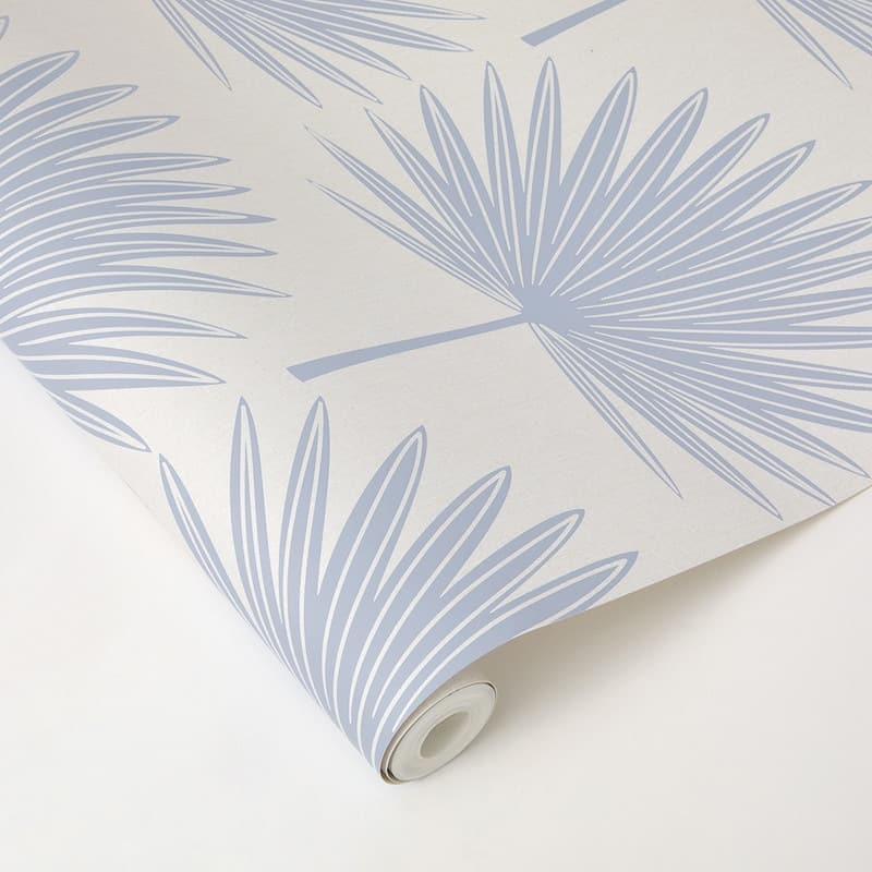 Tempaper Stamped Palm Peel and Stick Wallpaper Powder Blue/Off-White