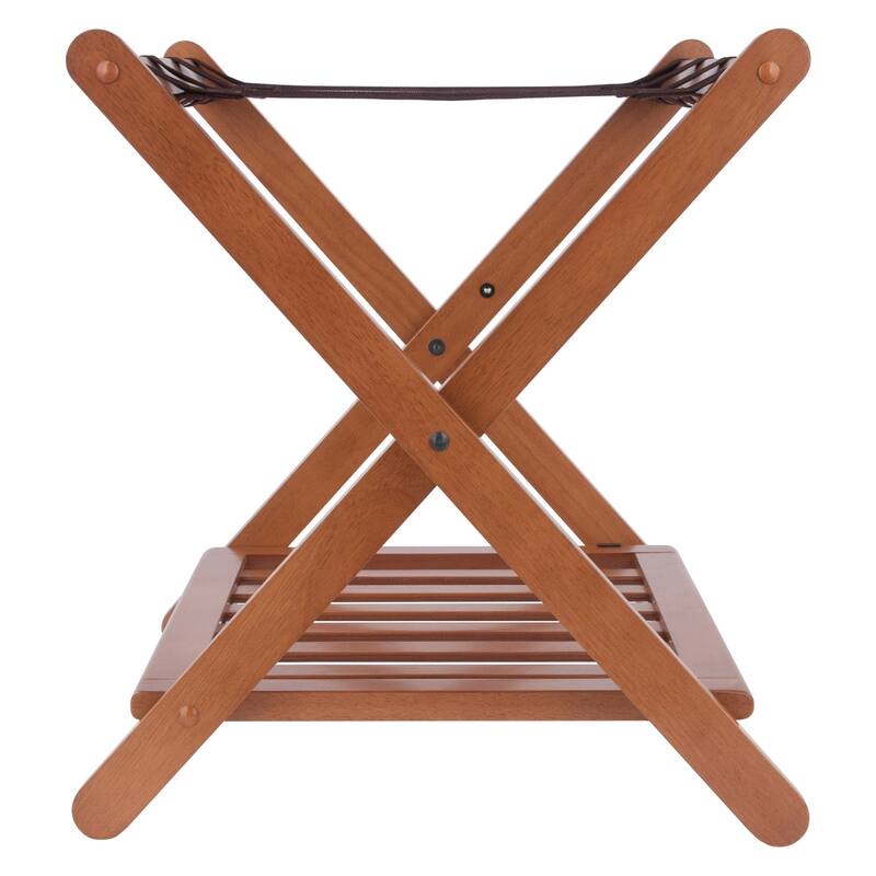 Reese Luggage Rack with Shelf Teak Finish