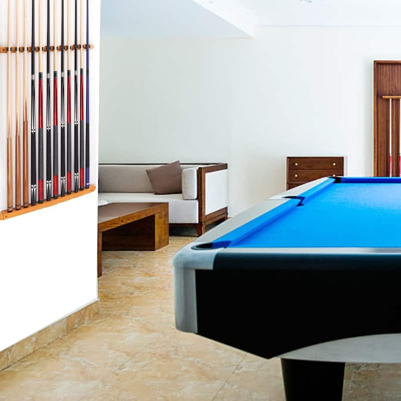 GSE™ 12-Pool Cue Wall Mounting Billiard Cue Rack, 2-Piece Hanging Wall Mounted Pool Cue Stick Holder