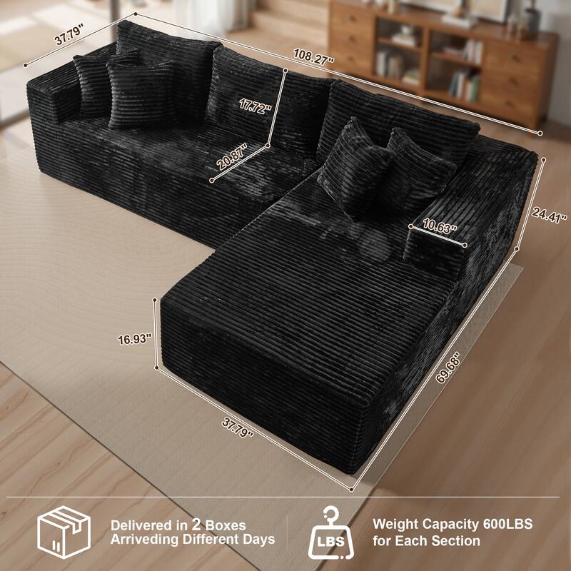 OVIOS All-Foam Plush L-Shaped Sofa​