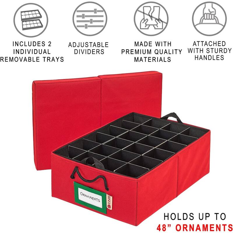 HOLDN’ STORAGE Underbed Christmas Ornament Storage Container Box with Dividers