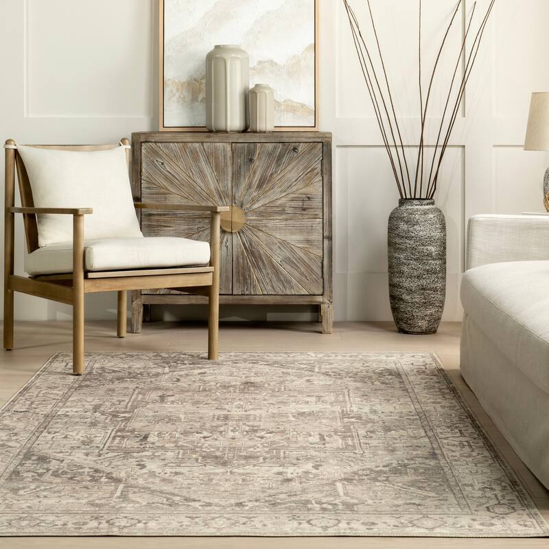 Nuloom Brielle SpinClean Machine Washable Vintage Medallion Area Rug
