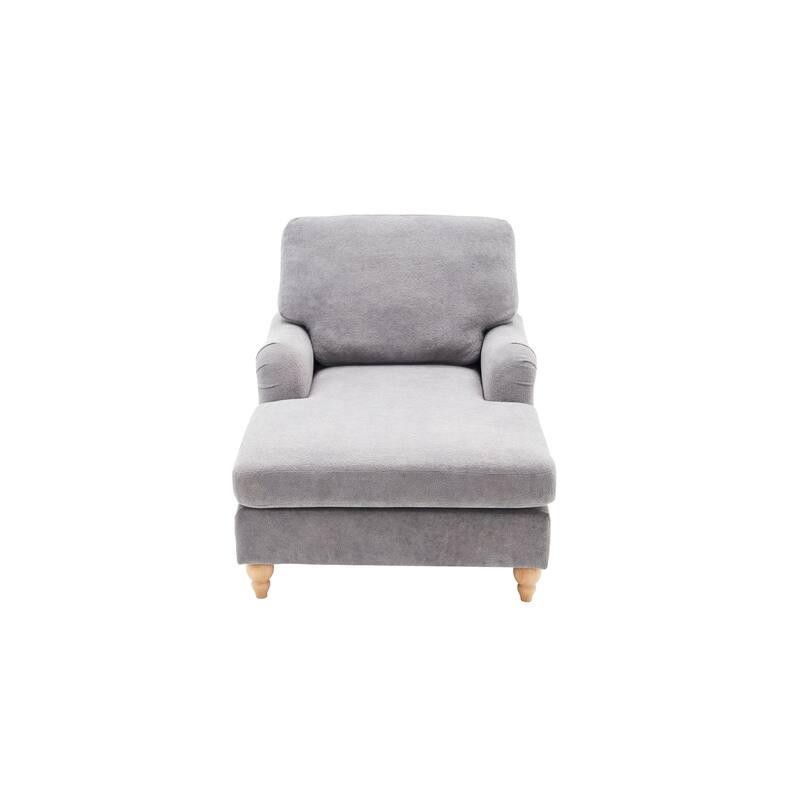 Modern Mid-Century Grey Foam Chaise Lounger Sofa