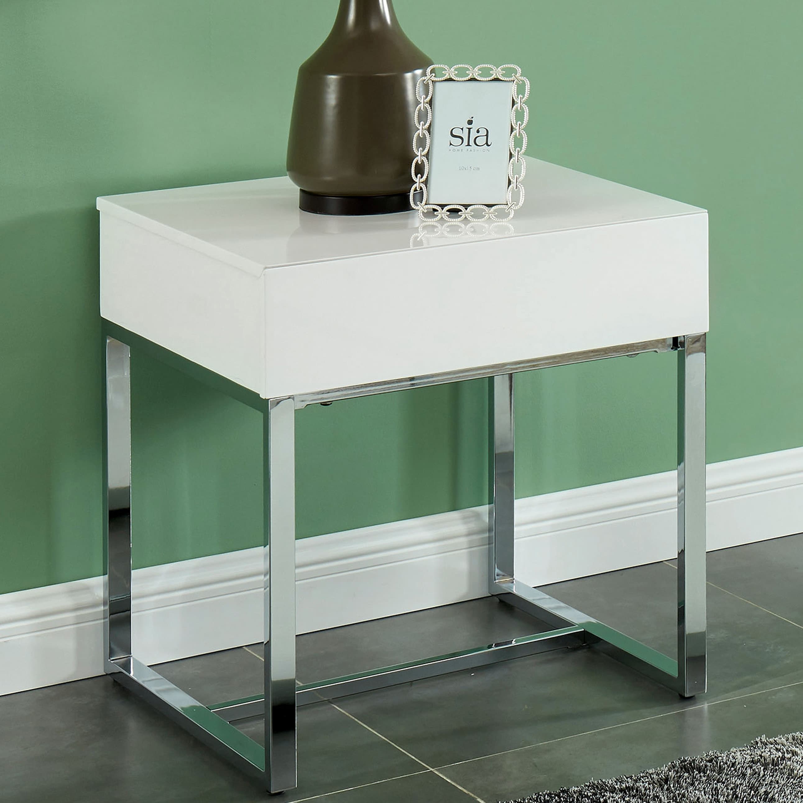 Furniture Of America Vincini Modern White 22 Inch 1 Drawer End Table