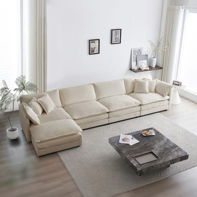 Modular U-Shaped 5 Seater Convertible Sectional Sofa with 1 Ottoman
