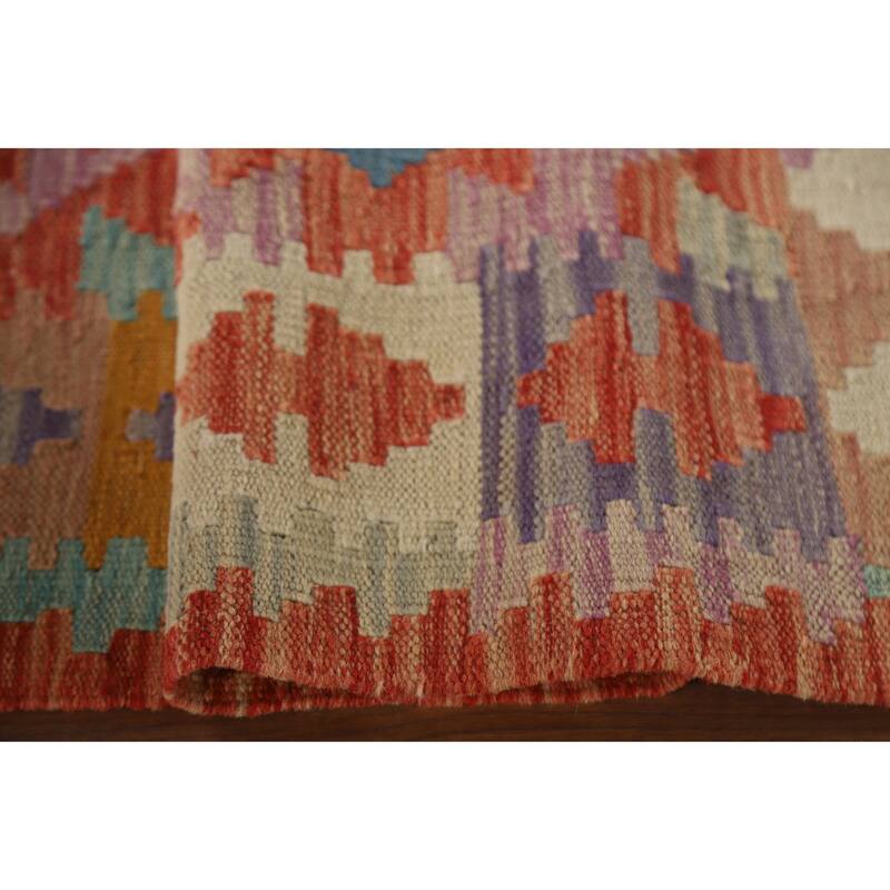 Reversible Kilim Area Rug Flatweave Wool Foyer Carpet - 3'4"x 5'0"