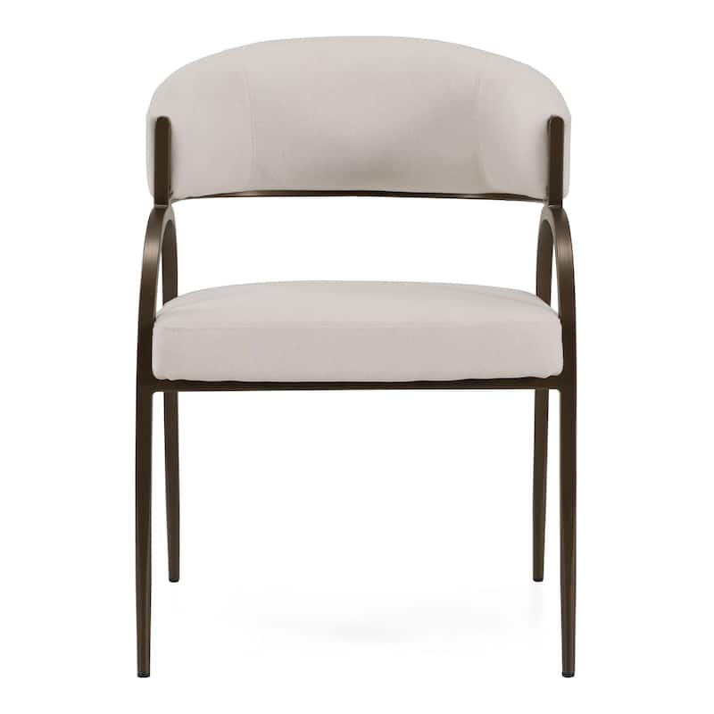 Hudson Modern Off-White Fabric & Bronze Dining Chair