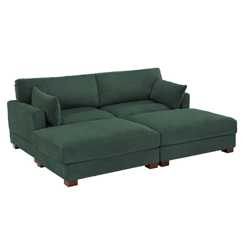 Corduroy Modular Sectional Sofa Deep Seat Corner Sofas & Ottomans