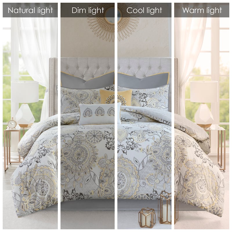 Madison Park Loleta 8 Piece Cotton Floral Printed Reversible Comforter Set