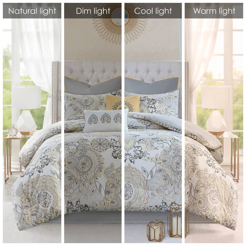 Madison Park Loleta 8 Piece Cotton Floral Printed Reversible Comforter Set