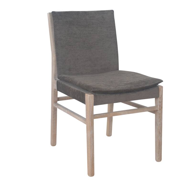 Lily Dining Side Chair Set of 2, Padded, Gray Fabric, Ash Wood Frame