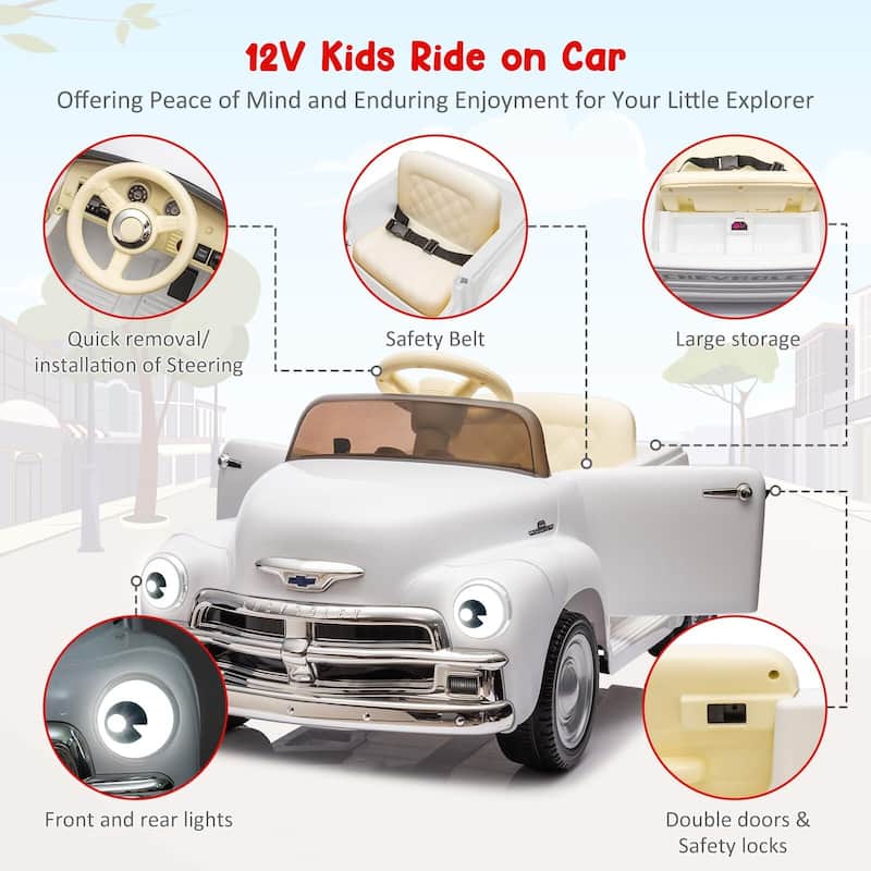 12V Kids Ride On Car, Licensed Chevrolet 3100 Pickup Battery Powered Electric Vehicle