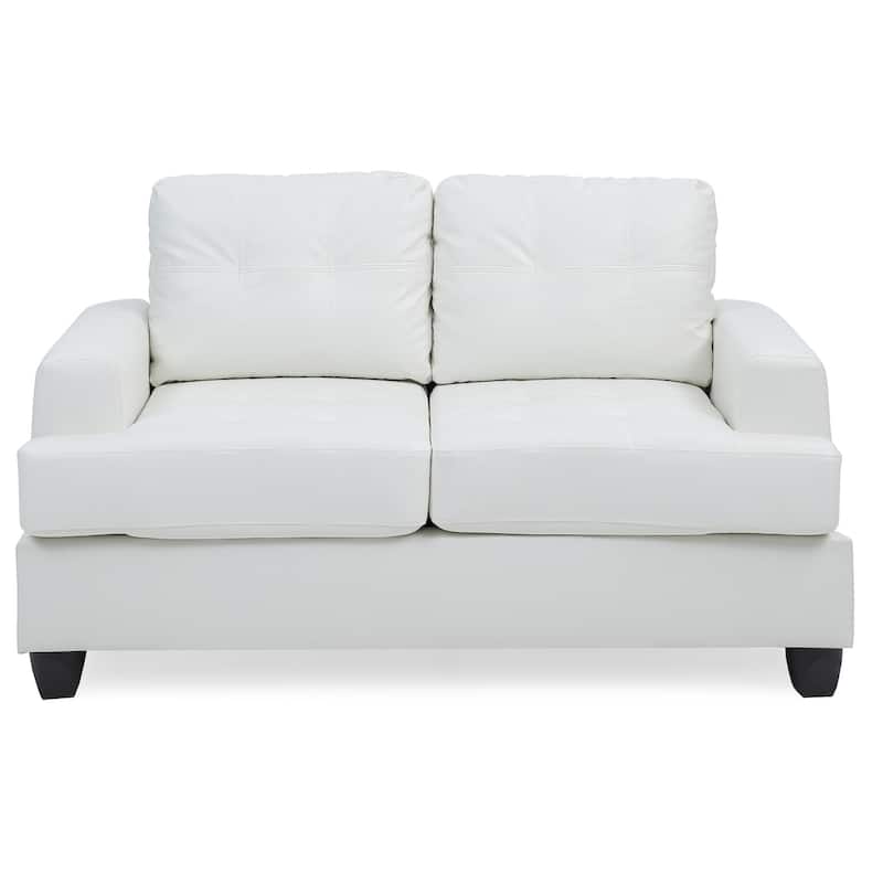 Tufted Faux Leather Flared Arm Straight Sofa - 58" - White