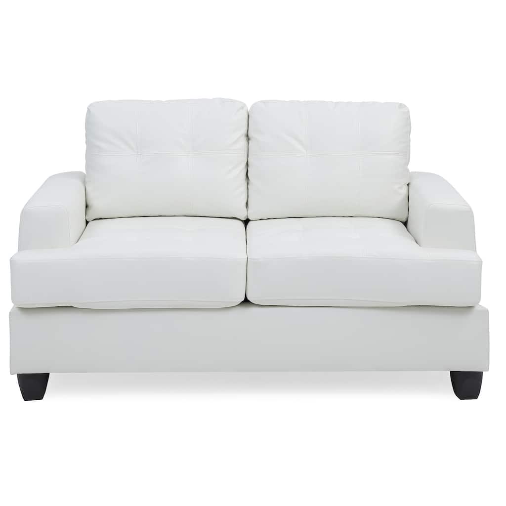 Tufted Faux Leather Flared Arm Straight Sofa - 58" - White